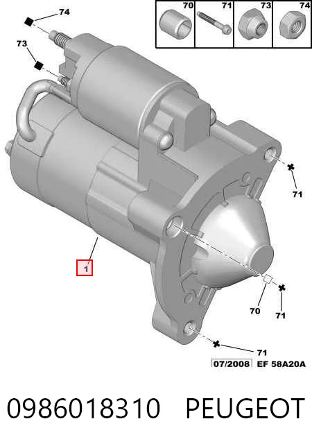 0986018310 Peugeot/Citroen Motor de arranco