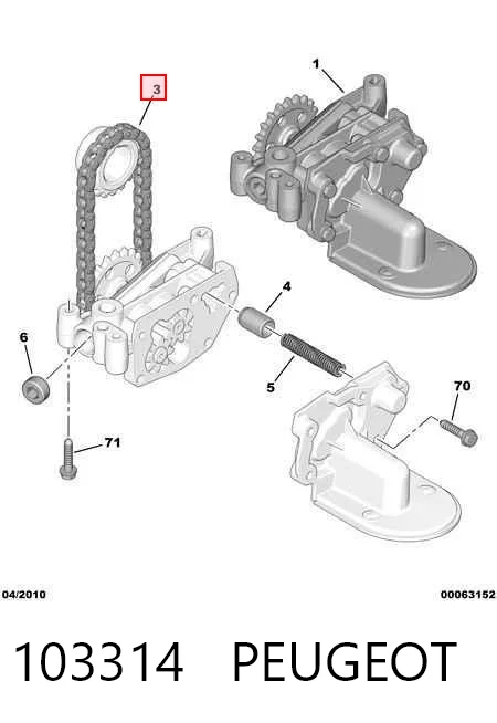 103314 Peugeot/Citroen Cadeia de bomba de óleo