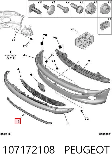 Pára-choque dianteiro para Peugeot 206  2A/C