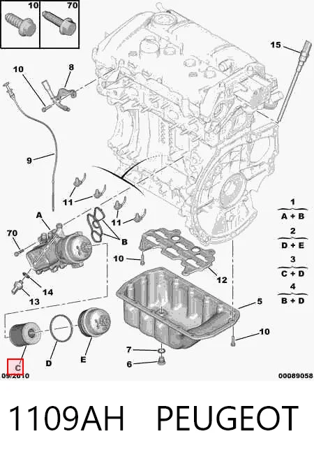 1109AH Peugeot/Citroen Filtro de óleo