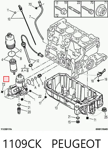 1109CK Peugeot/Citroen Filtro de óleo