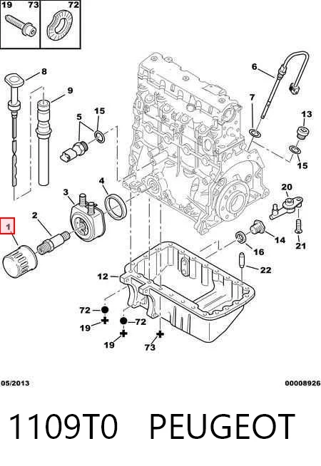 1109T0 Peugeot/Citroen Filtro de óleo