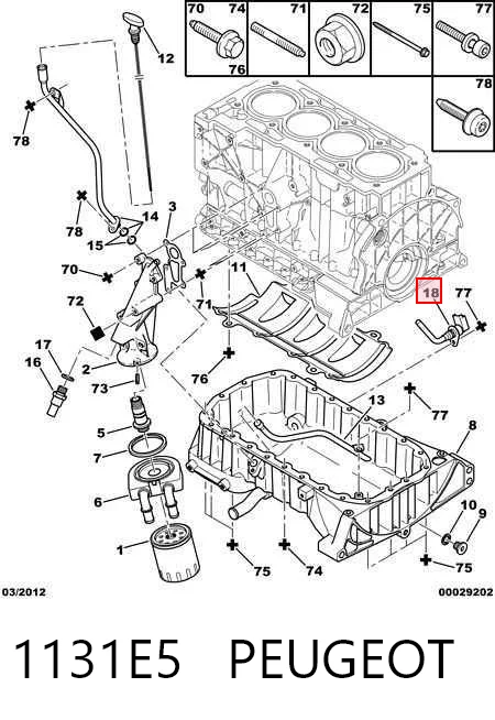 1131E5 Peugeot/Citroen Sensor do nível de óleo de motor