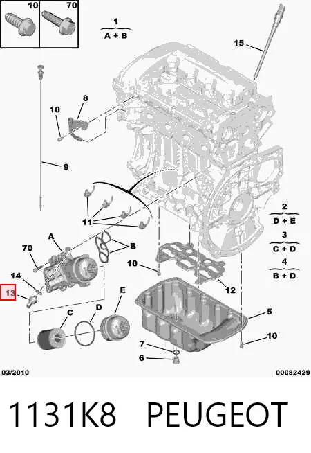 1131K8 Peugeot/Citroen Sensor de pressão de óleo