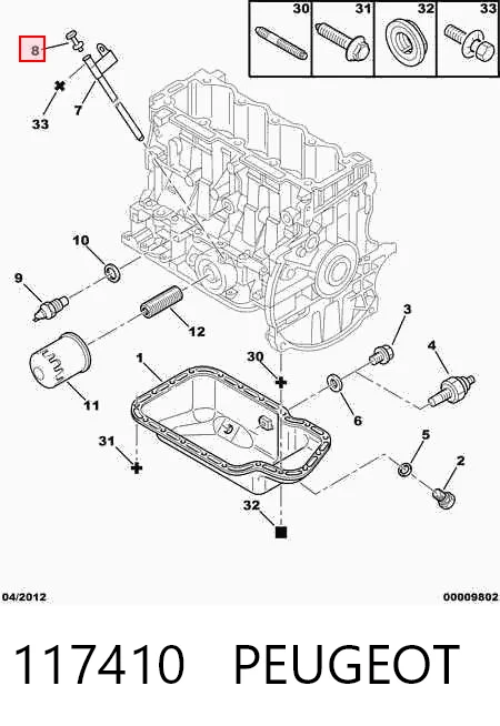 117410 Peugeot/Citroen Sonda (indicador) do nível de óleo no motor