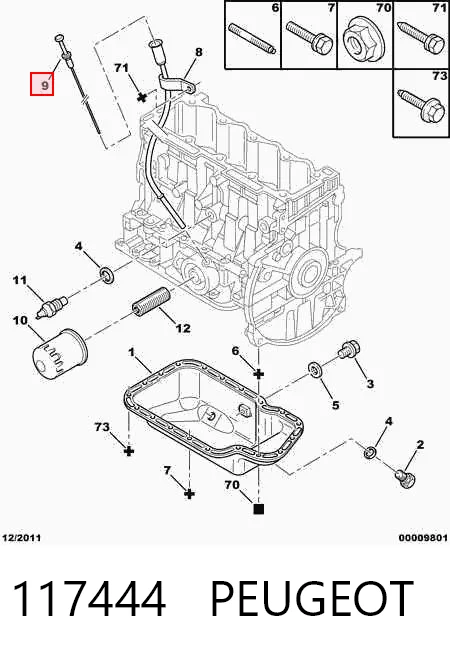 117444 Peugeot/Citroen Sonda (indicador) do nível de óleo no motor