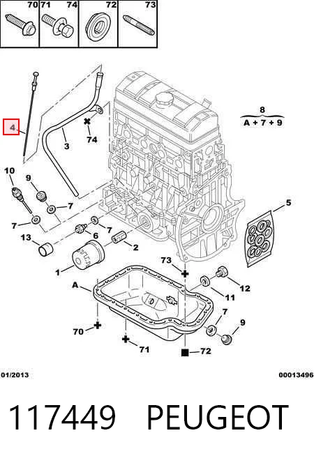 117449 Peugeot/Citroen Sonda (indicador) do nível de óleo no motor