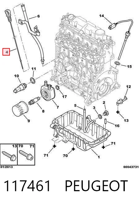 117461 Peugeot/Citroen Sonda (indicador) do nível de óleo no motor