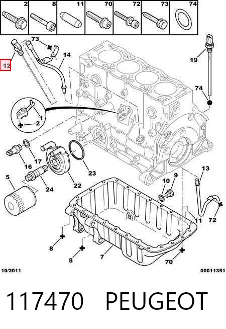117470 Peugeot/Citroen Sonda (indicador) do nível de óleo no motor