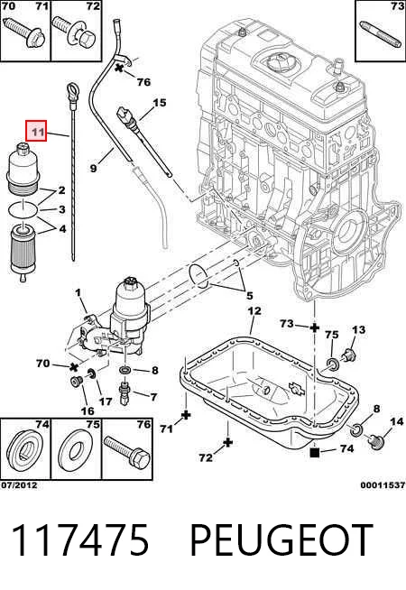 117475 Peugeot/Citroen Sonda (indicador) do nível de óleo no motor