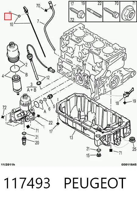 117493 Peugeot/Citroen Sonda (indicador) do nível de óleo no motor
