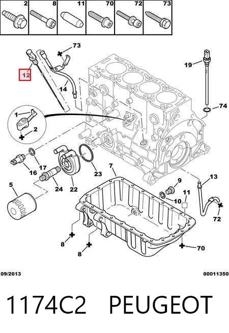 1174C2 Peugeot/Citroen Sonda (indicador) do nível de óleo no motor