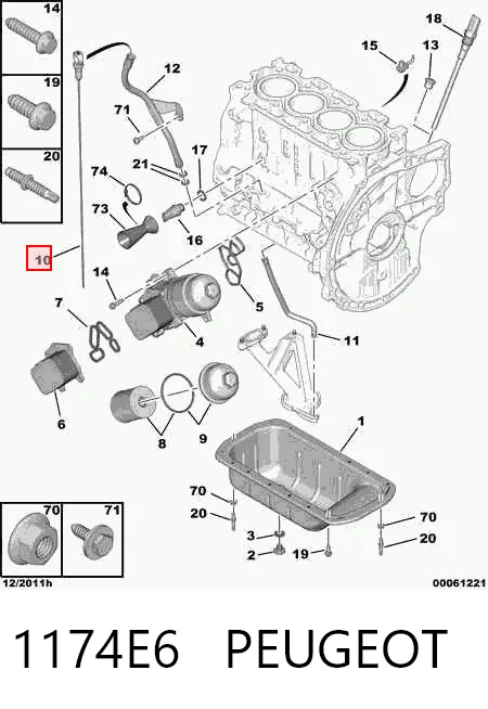 1174E6 Peugeot/Citroen Sonda (indicador) do nível de óleo no motor