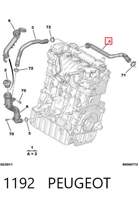 1192 Peugeot/Citroen Cano derivado de ventilação de cárter (de separador de óleo)