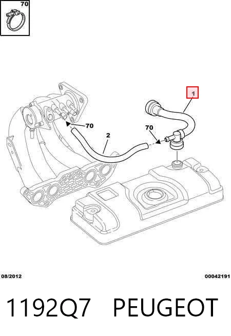 1192Q7 Peugeot/Citroen Cano derivado de ventilação de cárter (de separador de óleo)