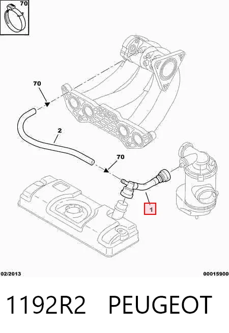 1192R2 Peugeot/Citroen Cano derivado de ventilação de cárter (de separador de óleo)
