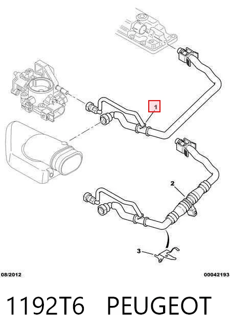 1192T6 Peugeot/Citroen Cano derivado de ventilação de cárter (de separador de óleo)