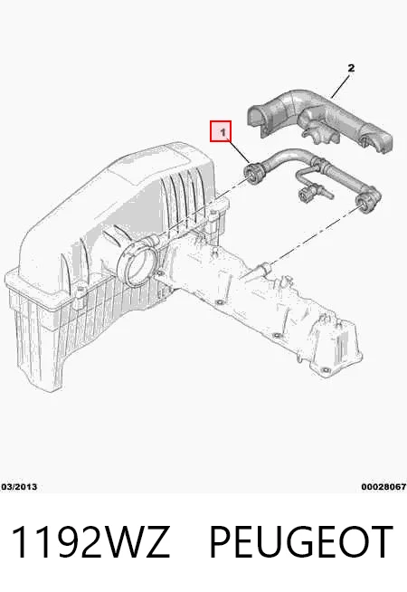 1192WZ Peugeot/Citroen Cano derivado de ventilação de cárter (de separador de óleo)