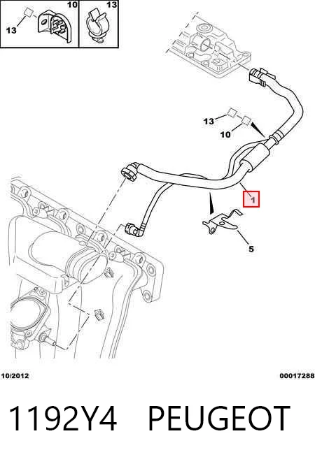 1192Y4 Peugeot/Citroen Cano derivado de ventilação de cárter (de separador de óleo)