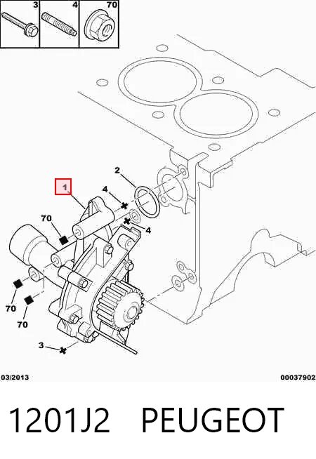 1201J2 Peugeot/Citroen Bomba de água (bomba) de esfriamento