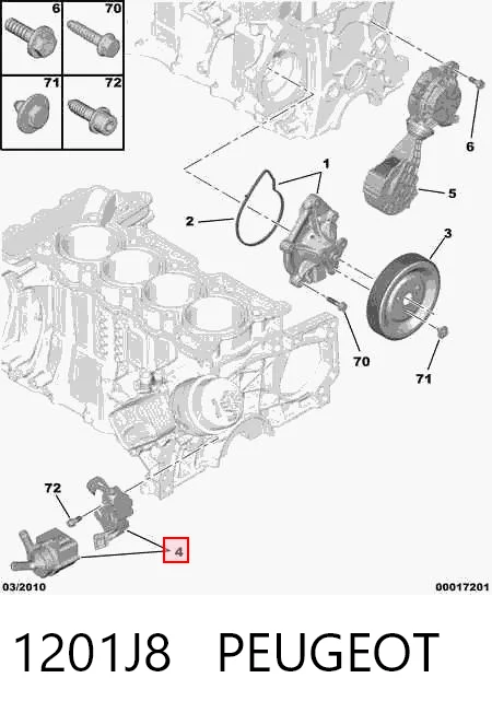 1201J8 Peugeot/Citroen Bomba de água (bomba) de esfriamento, adicional elétrica