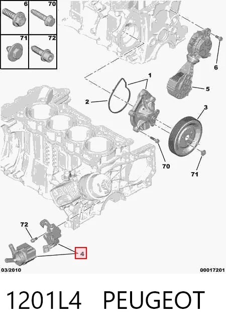 1201L4 Peugeot/Citroen Bomba de água (bomba) de esfriamento, adicional elétrica