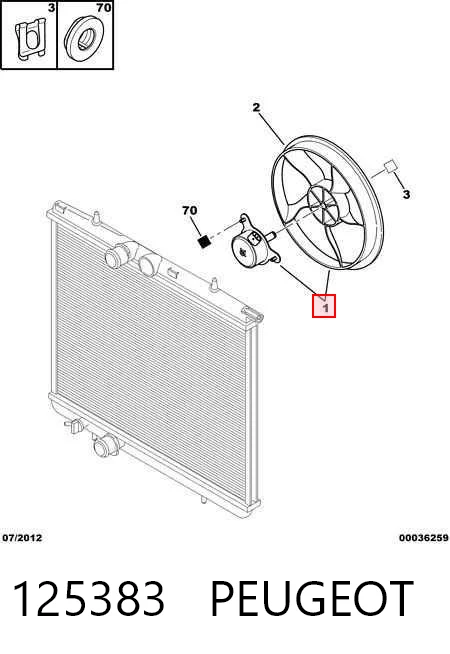 Ventilador elétrico de esfriamento montado (motor + roda de aletas) Peugeot 206  2E, K ao melhor preço