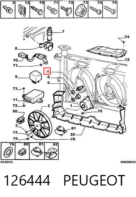 126444 Peugeot/Citroen Sensor de temperatura do fluido de esfriamento (de ativação de ventilador do radiador)