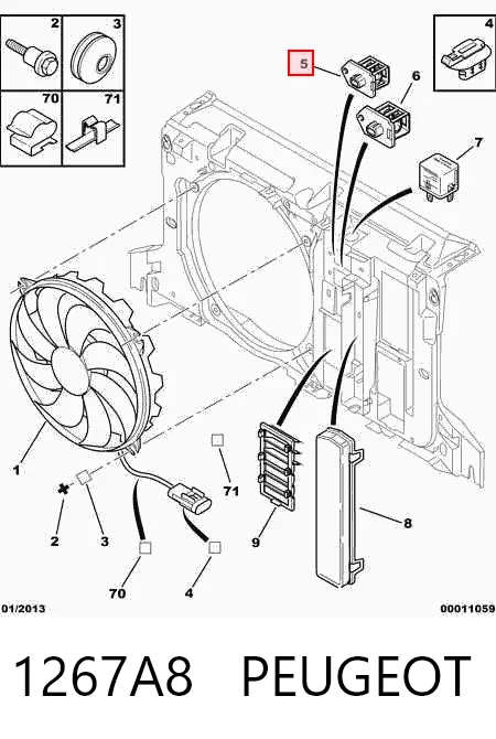 1267A8 Peugeot/Citroen Regulador de revoluções de ventilador de esfriamento (unidade de controlo)