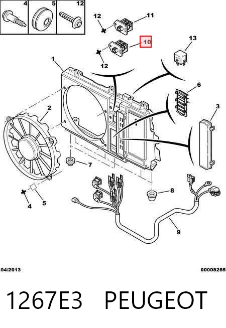 1267E3 Peugeot/Citroen Regulador de revoluções de ventilador de esfriamento (unidade de controlo)