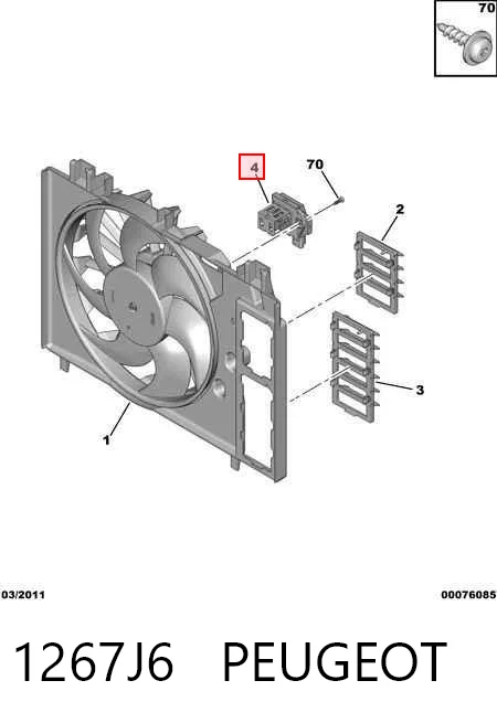 1267J6 Peugeot/Citroen Regulador de revoluções de ventilador de esfriamento (unidade de controlo)