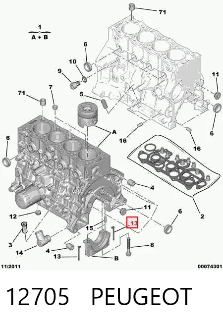 12705 Peugeot/Citroen Vedante de tampa traseira de cambota