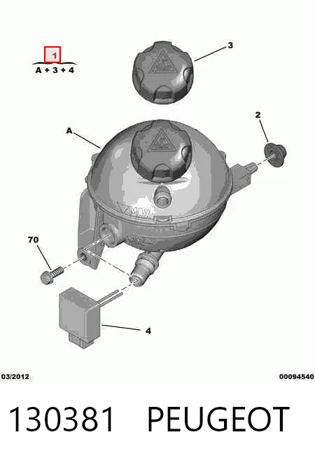 130381 Peugeot/Citroen Tanque de expansão do sistema de esfriamento
