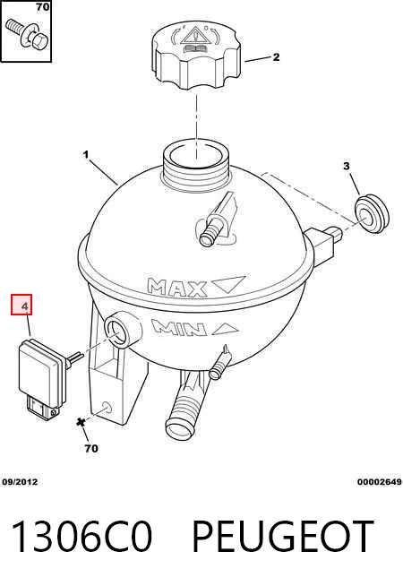 1306C0 Peugeot/Citroen Sensor do nível do fluido de esfriamento no tanque