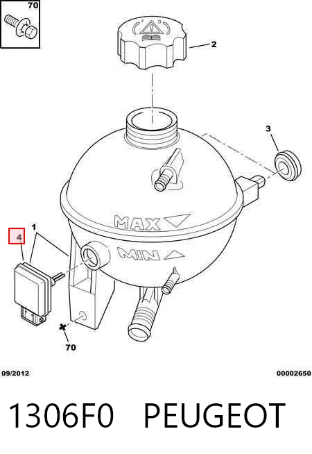 1306F0 Peugeot/Citroen Sensor do nível do fluido de esfriamento no tanque