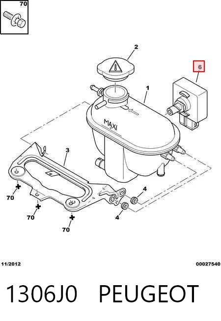 1306J0 Peugeot/Citroen Sensor do nível do fluido de esfriamento no tanque