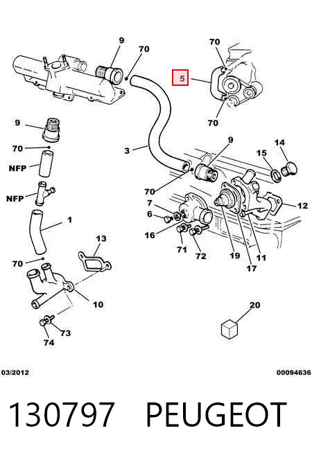 90007454 Opel Mangueira (cano derivado) do radiador de esfriamento superior