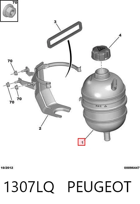 1307LQ Peugeot/Citroen Tanque de expansão do sistema de esfriamento