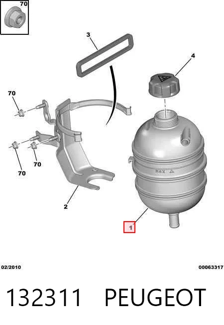132311 Peugeot/Citroen Tanque de expansão do sistema de esfriamento