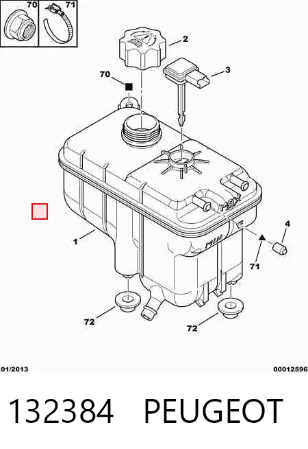 132384 Peugeot/Citroen Tanque de expansão do sistema de esfriamento