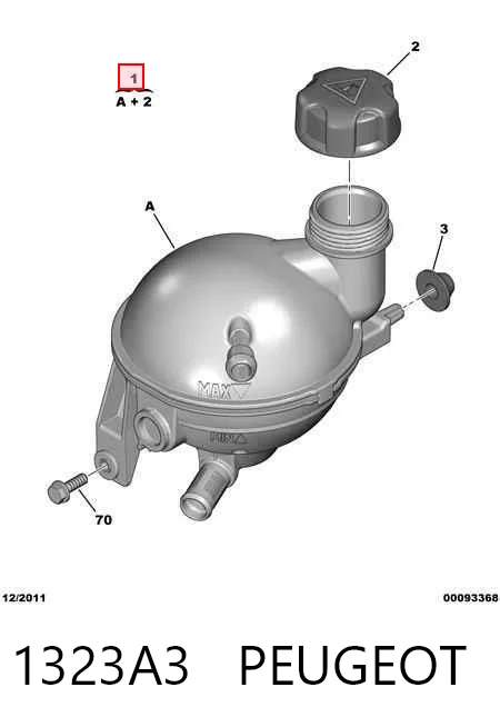 1323A3 Peugeot/Citroen Tanque de expansão do sistema de esfriamento