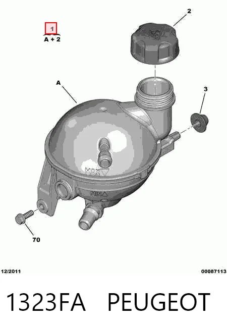 1323FA Peugeot/Citroen Tanque de expansão do sistema de esfriamento
