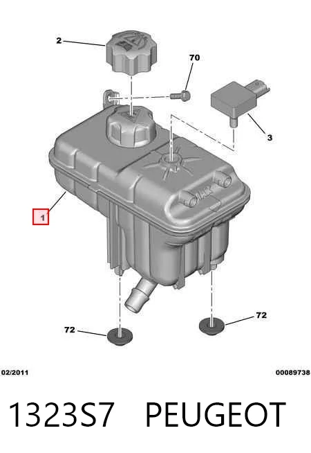 1323S7 Peugeot/Citroen Tanque de expansão do sistema de esfriamento