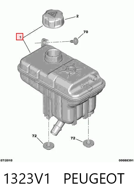 1323V1 Peugeot/Citroen Tanque de expansão do sistema de esfriamento