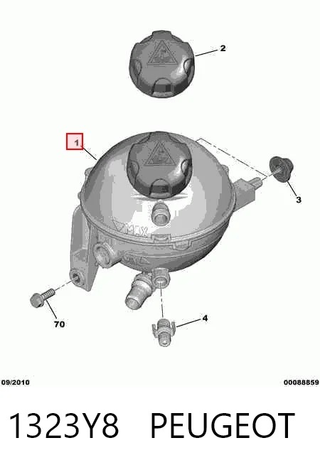 1323Y8 Peugeot/Citroen Tanque de expansão do sistema de esfriamento