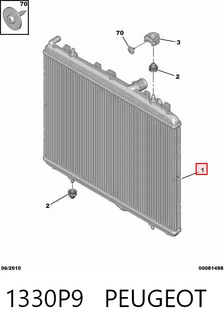 1330P9 Peugeot/Citroen Radiador de esfriamento de motor