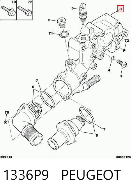 1336P9 Peugeot/Citroen Caixa do termostato