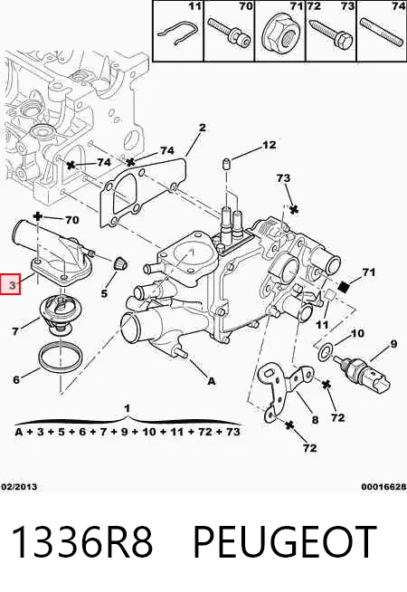1336R8 Peugeot/Citroen Caixa do termostato