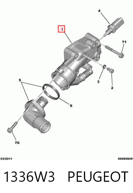 1336W3 Peugeot/Citroen Caixa do termostato