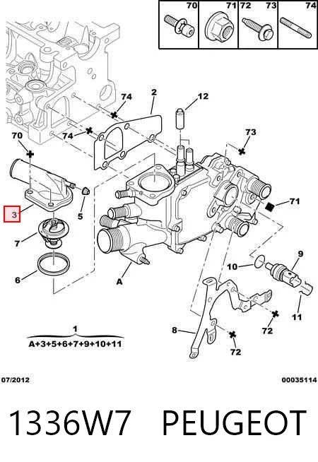 1336W7 Peugeot/Citroen Caixa do termostato